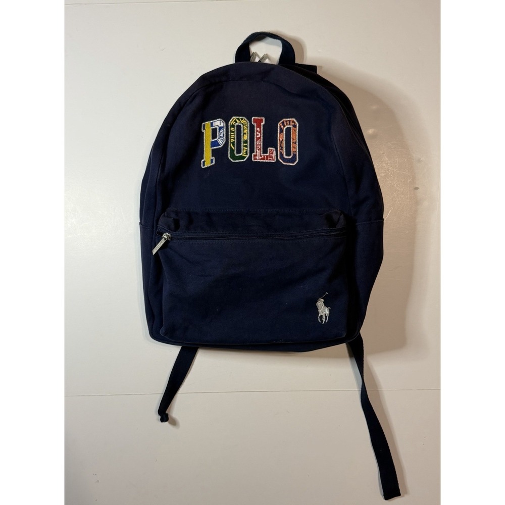 Polo Ralph Lauren Unisex Multicolor Colorful Patch Letter Logo Navy Backpack